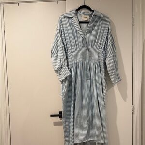 LOVEBIRDS Blue Striped Long Sleeve Dress